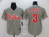 Phillies 3 Bryce Harper Gray 2020 Nike Cool Base Jersey,baseball caps,new era cap wholesale,wholesale hats